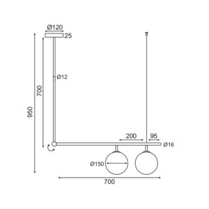 Пендел с два цокъла E27 2x60W ACA LIGHTING THETIS - Image 2