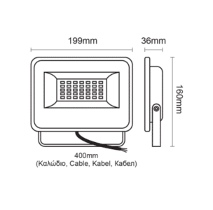 Прожектор LED ACA Lighting V5030 50W 3000K IP66 - Image 2