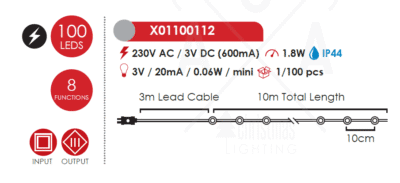 Гирлянд LED ACA Lighting X01100112 18W 3000K 10м сребрист - Снимка 2