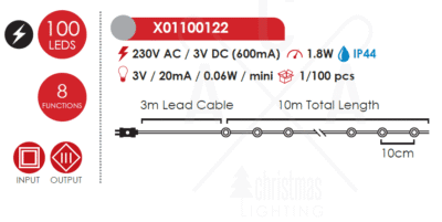 LED светещ гирлянд ACA LIGHTING X01100122 1,8W 3000K 10000mm LED STRING LIGHT WITH COPPER WIRE IP44 - Снимка 2