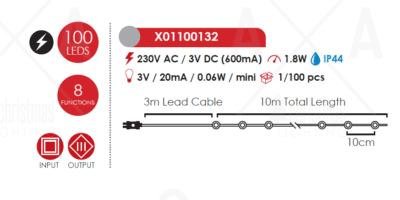 Гирлянд светодиоден ACA Lighting 18W 3000K златист 10м - Image 3