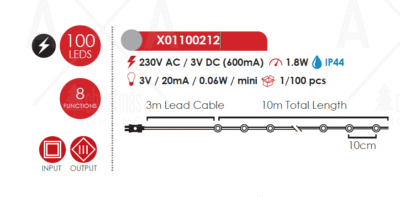 Гирлянд LED ACA Lighting 18W 4000K 10m сребрист - Image 2