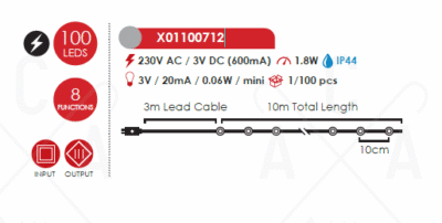 Гирлянд LED ACA Lighting X01100712 18W 3000K IP44 10m - Image 2