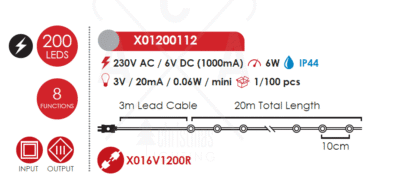 Гирлянд LED ACA LIGHTING X01200112 6W 3000K 20м сребрист - Image 2