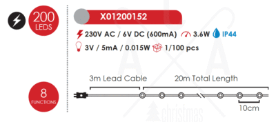 Гирлянд LED ACA Lighting 3,6W 20000мм зелен, IP44 - Image 2