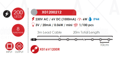 Гирлянд LED ACA LIGHTING 6W 4000K 20м IP44 Сребрист - Image 2