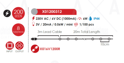 Гирлянд светодиоден ACA Lighting 6W 20м IP44 сив - Снимка 2