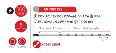 LED светещ гирлянд ACA LIGHTING X01300132 7,2W 3000K 30000mm GOLD LED STRING LIGHT WITH COPPER WIRE IP44 - Снимка 3