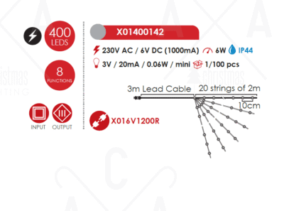Гирлянд LED ACA Lighting 6W 20x200cm топла светлина - Image 2