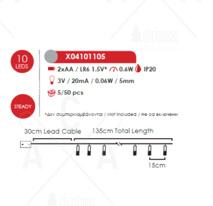 Гирлянда LED ACA LIGHTING X04101105 0.6W 3000K 135см - Снимка 2