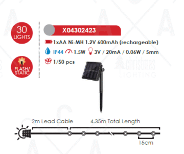 Гирлянд соларен ACA LIGHTING X04302423 1,5W 6000K IP44 - Image 2