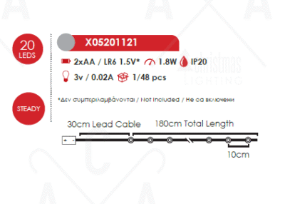 Гирлянд светодиоден ACA LIGHTING 1.8W 3000K 180cm на батерии - Image 2