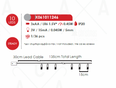 Гирлянд LED ACA Lighting 0.45W 3000K 135cm на батерии - Снимка 2