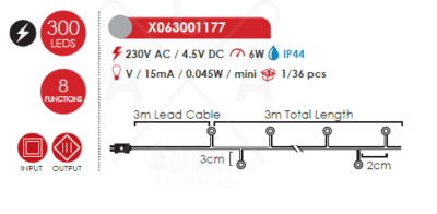 LED светещ гирлянд ACA LIGHTING X063001177 6W 3000K 3000mm CLUSTER LED STRING LIGHTS WITH SILVER COPPER WIRE IP44 - Image 2