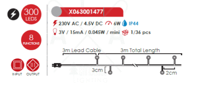 Гирлянд LED ACA LIGHTING 6W 3000K 3м IP44 черен - Image 2