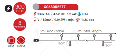 Гирлянд светодиоден ACA LIGHTING X063002277 6W 6000K IP44 - Image 2
