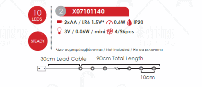 Гирлянда LED ACA LIGHTING X07101140 0.6W 3000K 900мм - Image 2