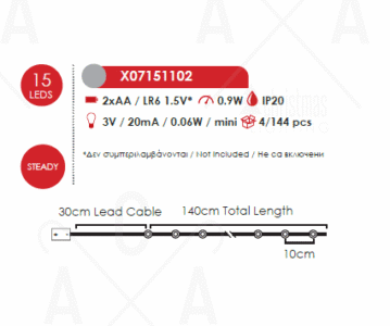 LED светещ гирлянд ACA LIGHTING X07151102 0.9W 3000K 1400mm 2 x AA ACRYLIC SNOWMAN STRING LIGHT WITH COPPER WIRE - Image 2
