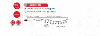 Гирлянд светодиоден ACA Lighting 36W 3000K 4200мм сребрист - Image 2