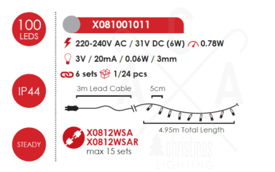 Гирлянд LED ACA Lighting X081001011 0.78W 5м RGB IP44 - Image 3