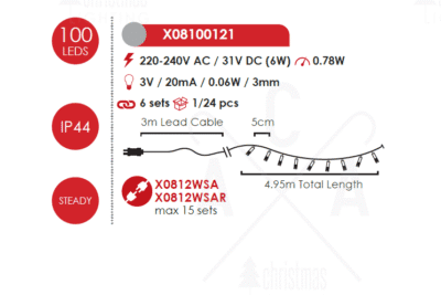 Гирлянд LED ACA LIGHTING X08100121 0,78W 2700K 5м IP44 - Image 3