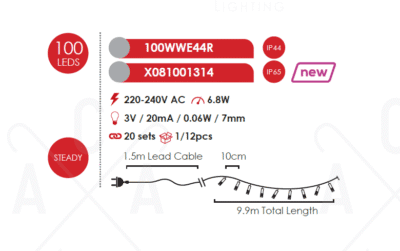 Гирлянд светодиоден ACA Lighting 68W 10m IP65 топла светлина - Image 2