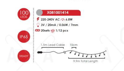 Гирлянд светодиоден ACA Lighting 68W 10м 2700K IP65 бял - Image 2