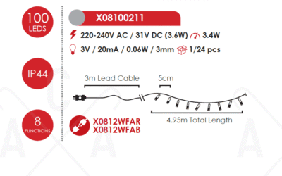 Гирлянд LED ACA Lighting 34W 12000K 5м IP44 зелен - Image 2