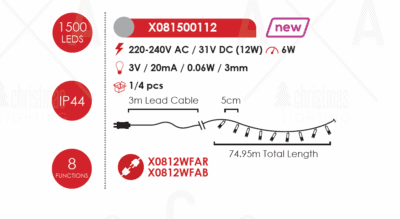 Гирлянд LED ACA Lighting 6W 2700K 75м Зелен IP44 - Image 3