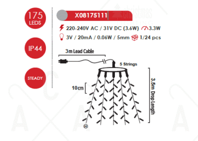 Гирлянд LED ACA Lighting 3.3W 2700K IP44 зелен - Image 2