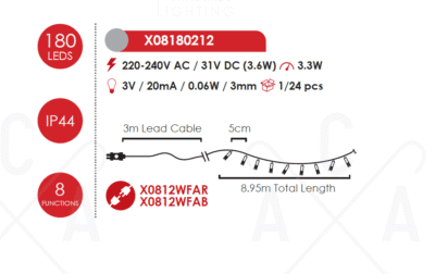 Гирлянд LED ACA Lighting 33W 12000K 9м IP44 зелен - Image 2