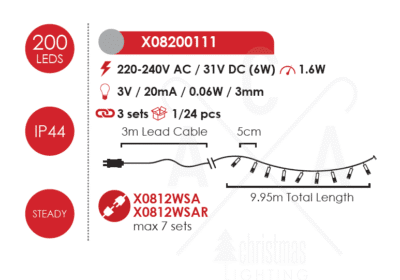 Гирлянд LED ACA Lighting 16W 10м топла светлина IP44 - Снимка 3