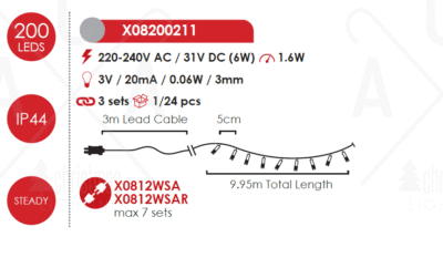 Гирлянд LED ACA Lighting 16W 12000K 10м IP44 зелен - Image 2