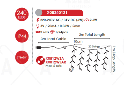 Гирлянда LED ACA Lighting 2.6W 2700K прозрачен 200см - Снимка 2