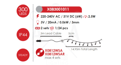 Гирлянд LED ACA Lighting 25W 15м RGB IP44 зелен - Image 3