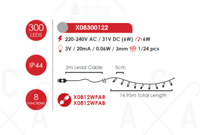 Гирлянд светодиоден 6W 2700K ACA Lighting 15м IP44 - Снимка 3