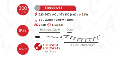 Гирлянд LED ACA Lighting 25W 15m студена светлина IP44 - Image 2