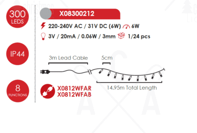 Гирлянд светодиоден ACA Lighting 6W 12000K 15м IP44 - Снимка 2