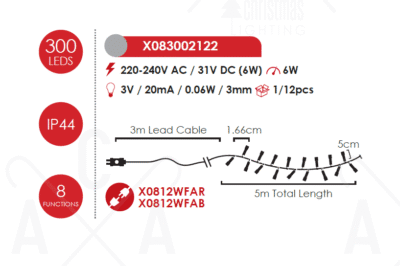 Гирлянд LED ACA LIGHTING 6W 12000K 5м IP44 зелен - Снимка 3