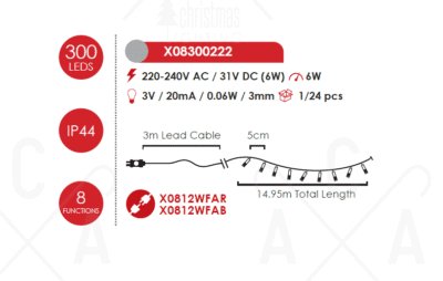 Гирлянд LED ACA Lighting 6W 12000K 15м студена светлина - Image 3