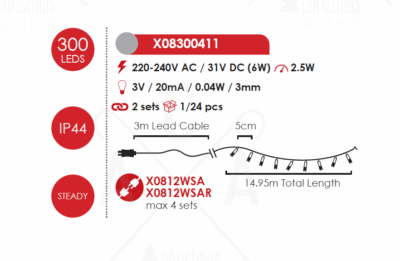 Гирлянд LED ACA Lighting X08300411 25W 15m IP44 зелен - Image 3
