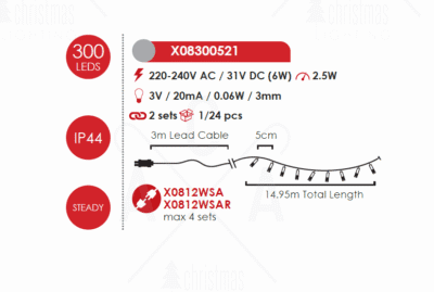 Гирлянд LED ACA Lighting 25W 15m IP44 зелен - Image 3