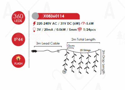 Гирлянд LED ACA LIGHTING 5.6W 2700K 2000mm IP44 зелен - Снимка 2