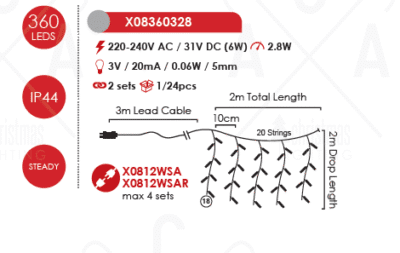 Гирлянда LED ACA Lighting X08360328 2.8W RGBY 2м IP44 - Снимка 2
