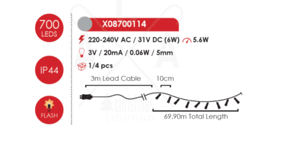 Гирлянд светодиоден ACA Lighting, 56W, 2700K, 70м, IP44 - Image 3