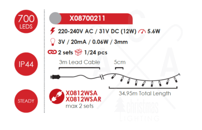 Гирлянд LED ACA Lighting 5,6W 12000K 35м IP44 зелен - Image 2