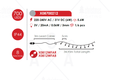 Гирлянд LED ACA Lighting X08700212 56W 12000K 35m IP44 - Image 2