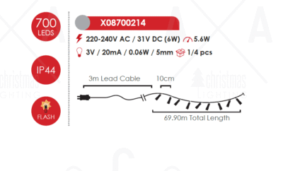 Гирлянд светещ LED ACA Lighting 56W 12000K 70m зелен - Снимка 2