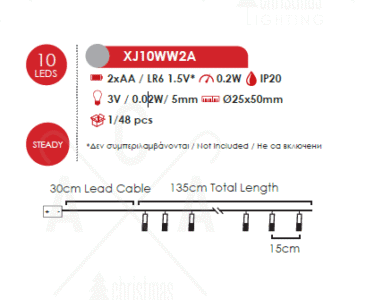 Гирлянд LED ACA LIGHTING XJ10WW2A 0.2W 3000K 135см бял - Image 2