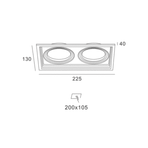 Луна за вграждане ACA LIGHTING XMGU2W 2x10W GU5.3/GU10 бяла - Image 2